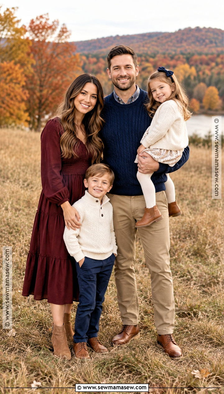 Burgundy And Navy October Family Photo Outfits - 25 october family photos outfits