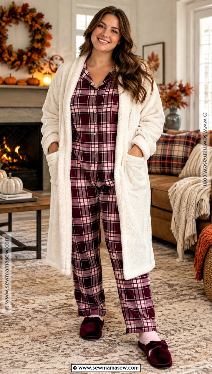 Burgundy And Pink Plaid Fall Pyjamas - 20 fall pyjamas ideas