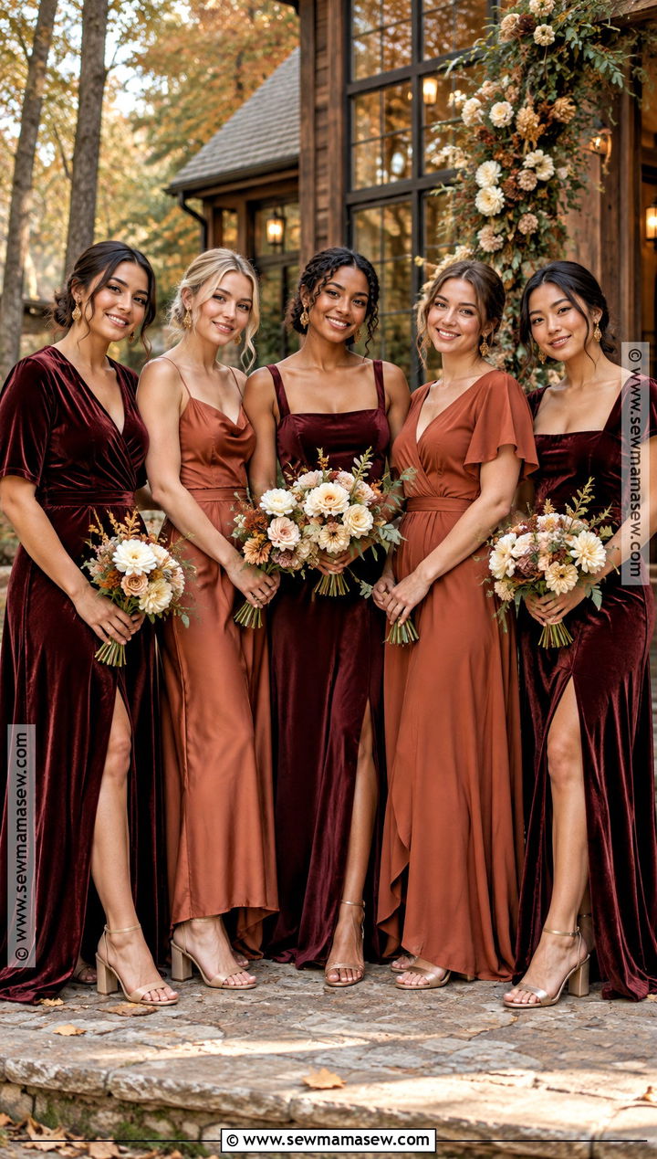 Burgundy And Rust Fall Bridesmaid Dresses - 15 Non Matching Bridesmaid Dresses Fall