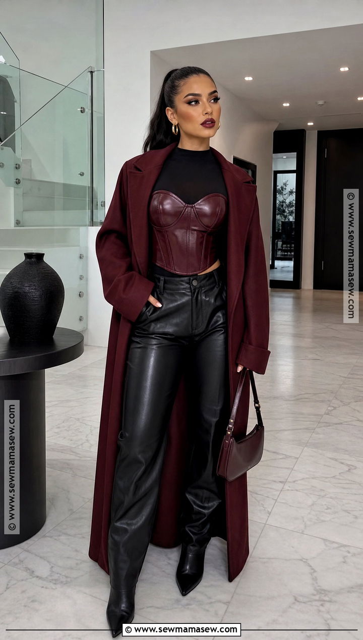 Burgundy Baddie Halloween Outfit - 30 Halloween Outfits Aesthetic