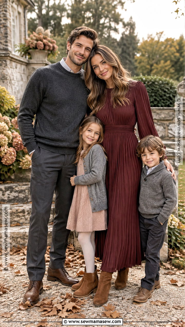 Burgundy Blush And Gray Fall Family Outfit - 20 fall family outfit ideas