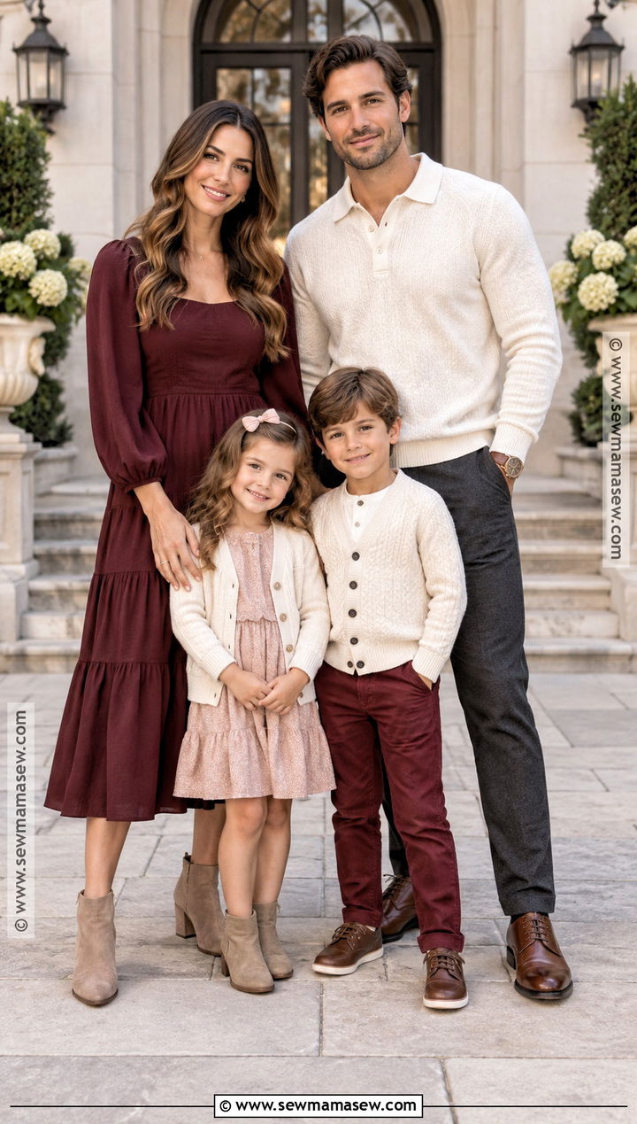 Burgundy Blush And Ivory Family Outfit - 15 fall matching outfits for family