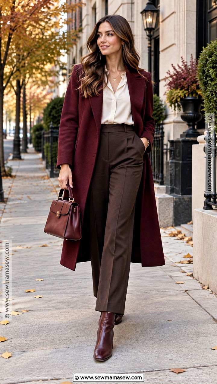Burgundy Boots With A Tonal Fall Outfit - 15 Fall Boot Aesthetic Ideas