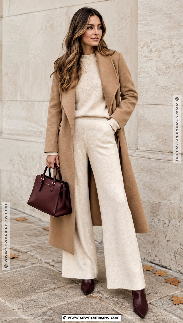 Burgundy Boots With Monochrome Knitwear - 15 Boots Outfit Fall 2026