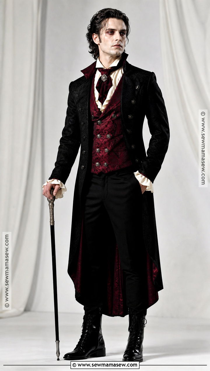 Burgundy Brocade Victorian Vampire Outfit - 30 victorian vampire outfit male ideas