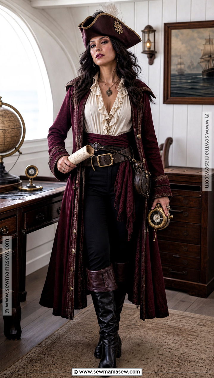 Burgundy Captain Pirate Costume - 35 easy pirate costume ideas