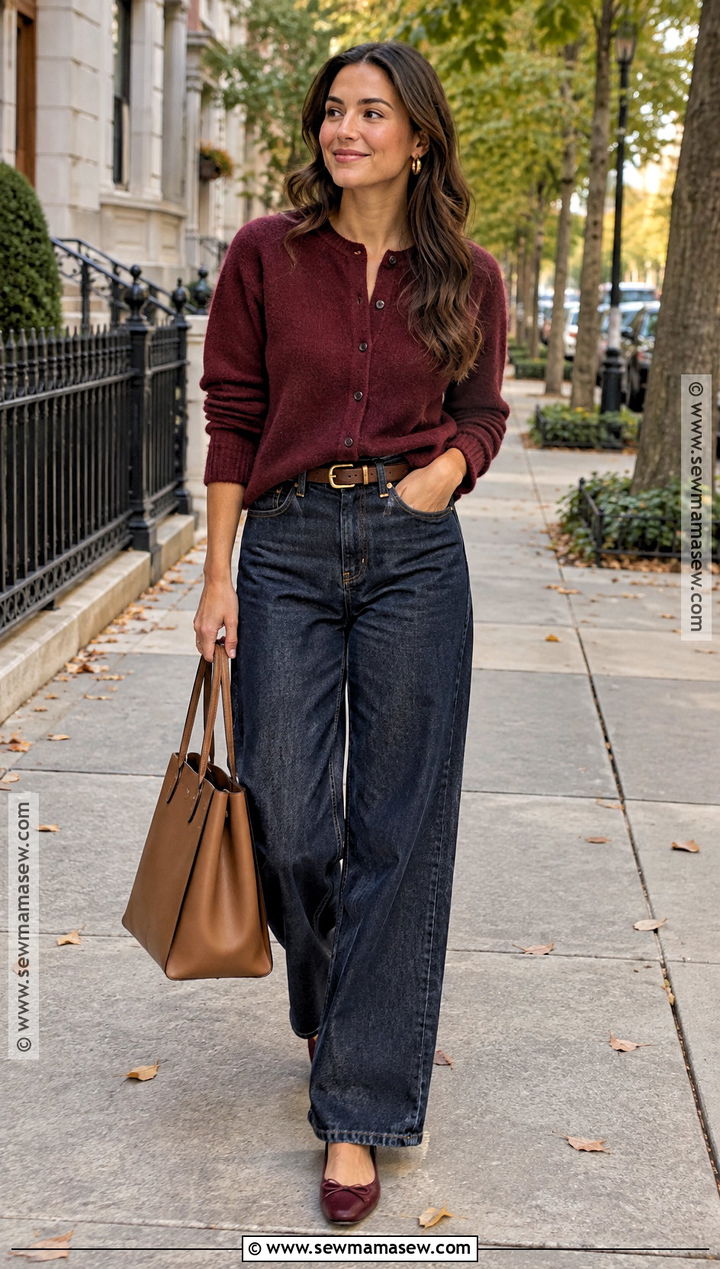 Burgundy Cardigan Fall Outfit - 15 fall outfits trendy 2026
