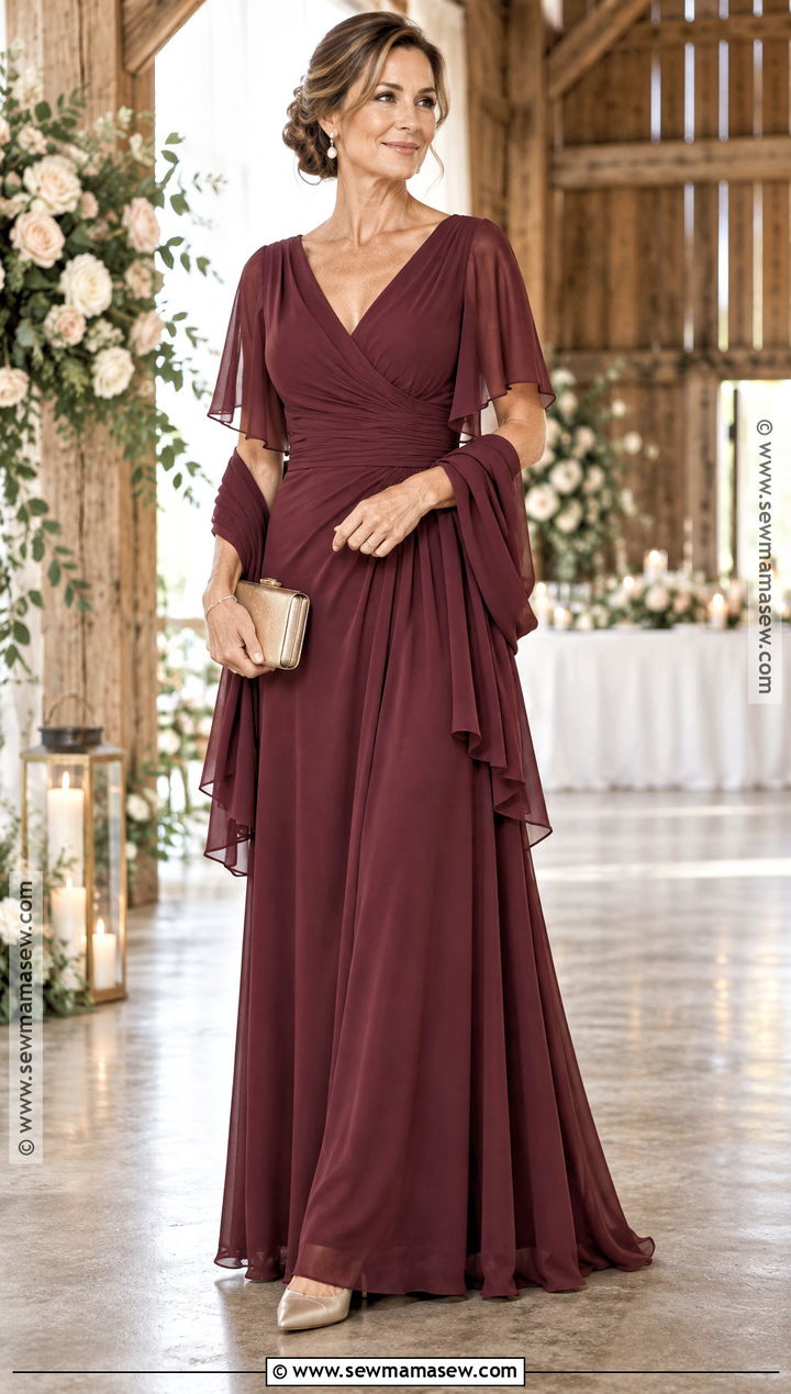 Burgundy Chiffon Fall Mother Of The Bride Dress - 20 mother of the bride dresses long fall