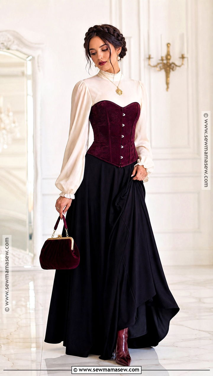 Burgundy Corset Love Witch Outfit - 30 love witch outfit ideas