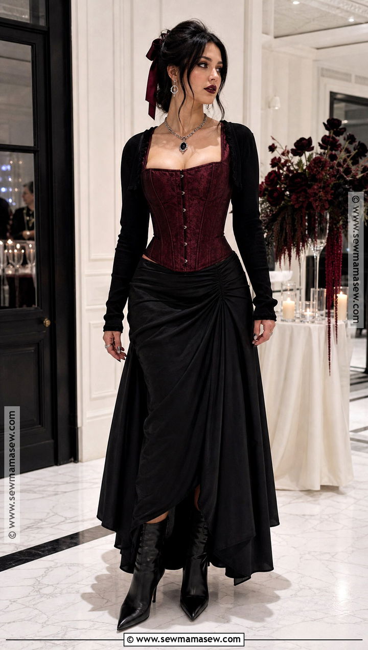 Burgundy Corset Vampire Aesthetic Outfit - 30 vampire aesthetic outfit ideas for women