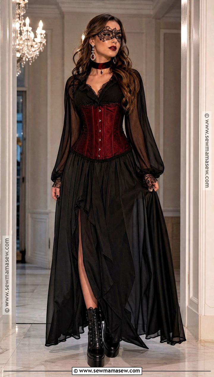 Burgundy Corset Vampire Ball Outfit - 30 vampire ball outfit ideas