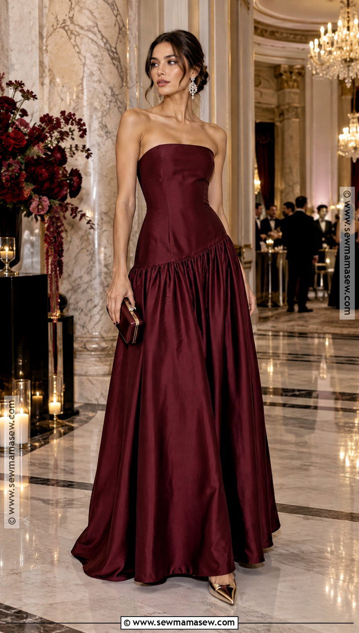 Burgundy Drop Waist Gown - 15 fall gowns wedding guest