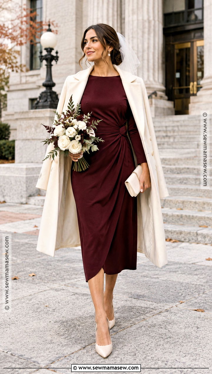 Burgundy Fall Courthouse Wedding Dress - 20 fall courthouse wedding dress ideas