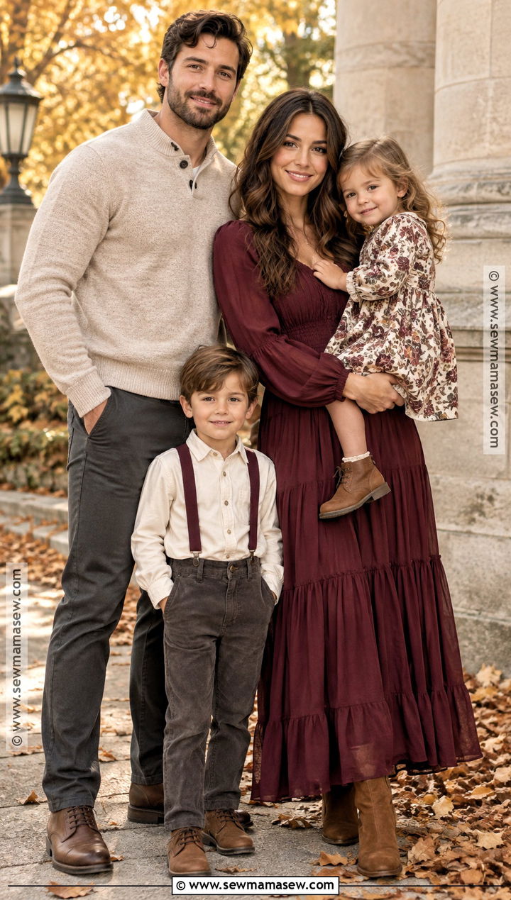 Burgundy Fall Family Picture Outfits - 15 colors to wear for fall family pictures ideas