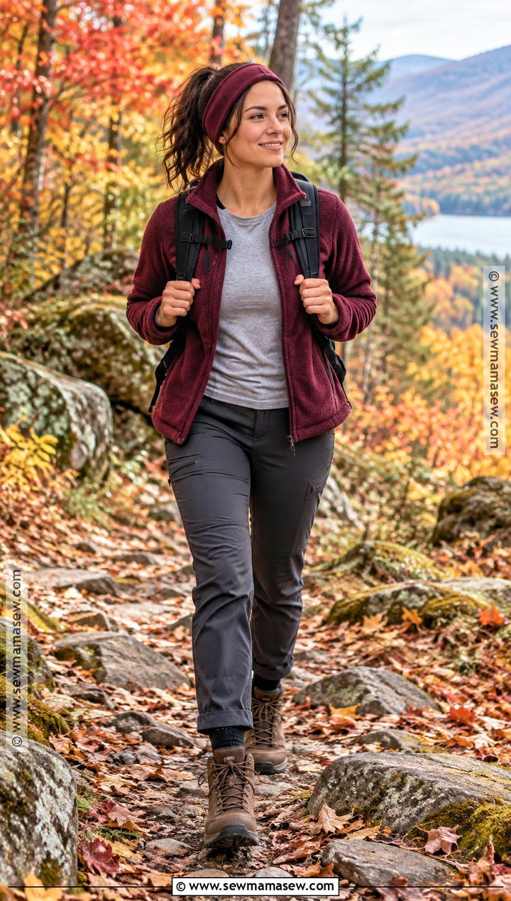 Burgundy Fall Hiking Outfit - 25 fall hiking outfits for women