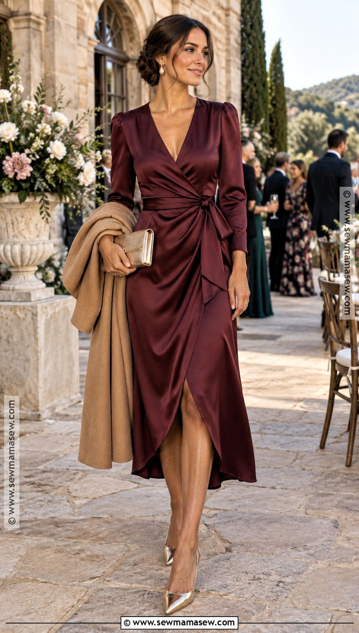Burgundy Fall Wedding Guest Dress - 15 Fall Color Dresses For Wedding