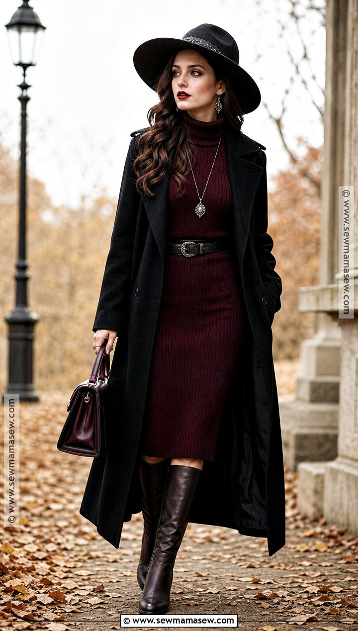 Burgundy Fall Witch Outfit - 35 witch outfit aesthetic ideas