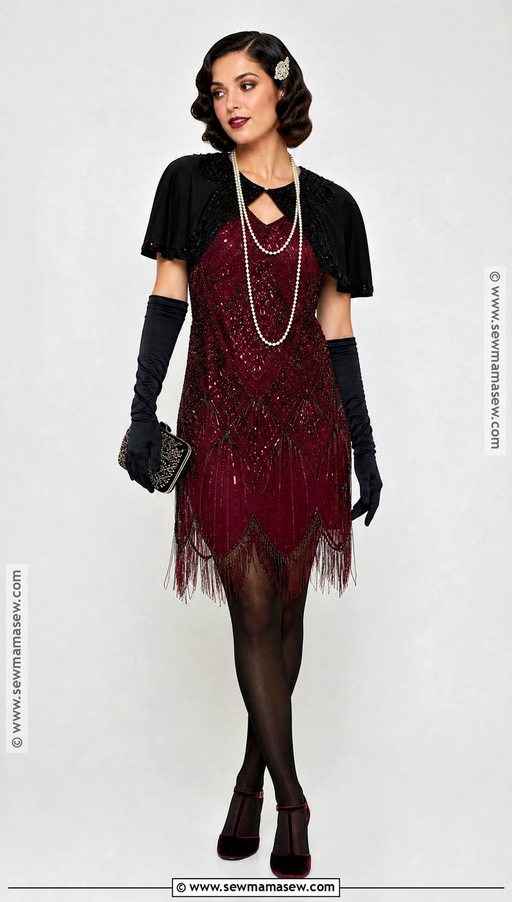 Burgundy Flapper Halloween Costume - 30 flapper halloween costumes