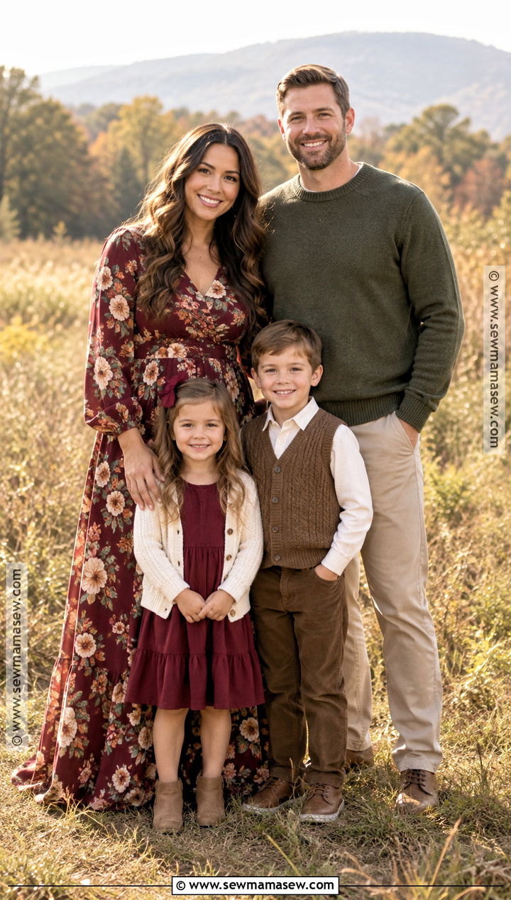 Burgundy Floral Family Picture Outfit - 20 fall family pictures outfits burgundy