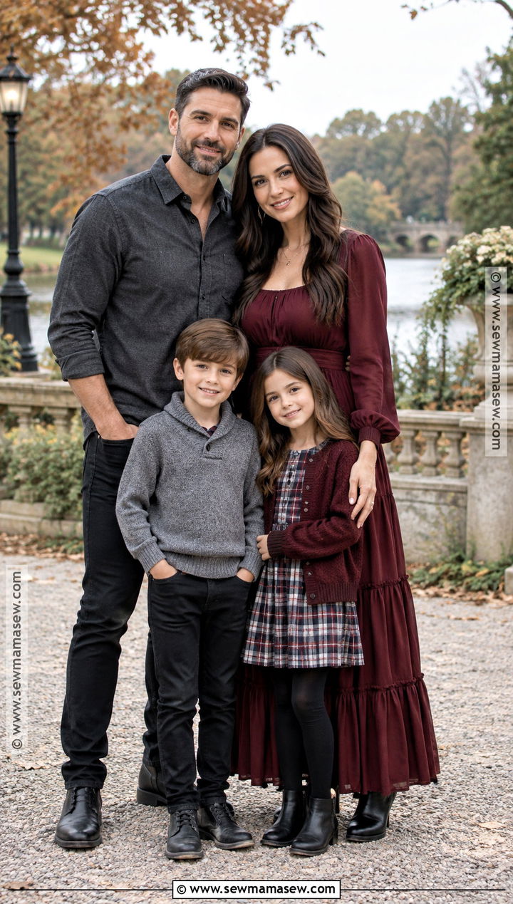 Burgundy Gray And Black Family Photo Outfits - 15 family photos fall outfits color schemes