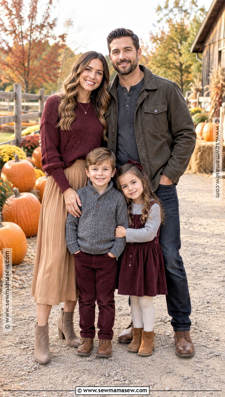 Burgundy Gray And Tan Family Pumpkin Patch Outfit - 15 family pumpkin patch outfits