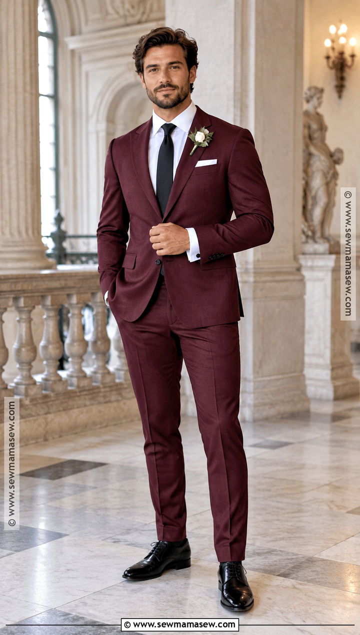 Burgundy Groom Suit - 15 september groom attire ideas