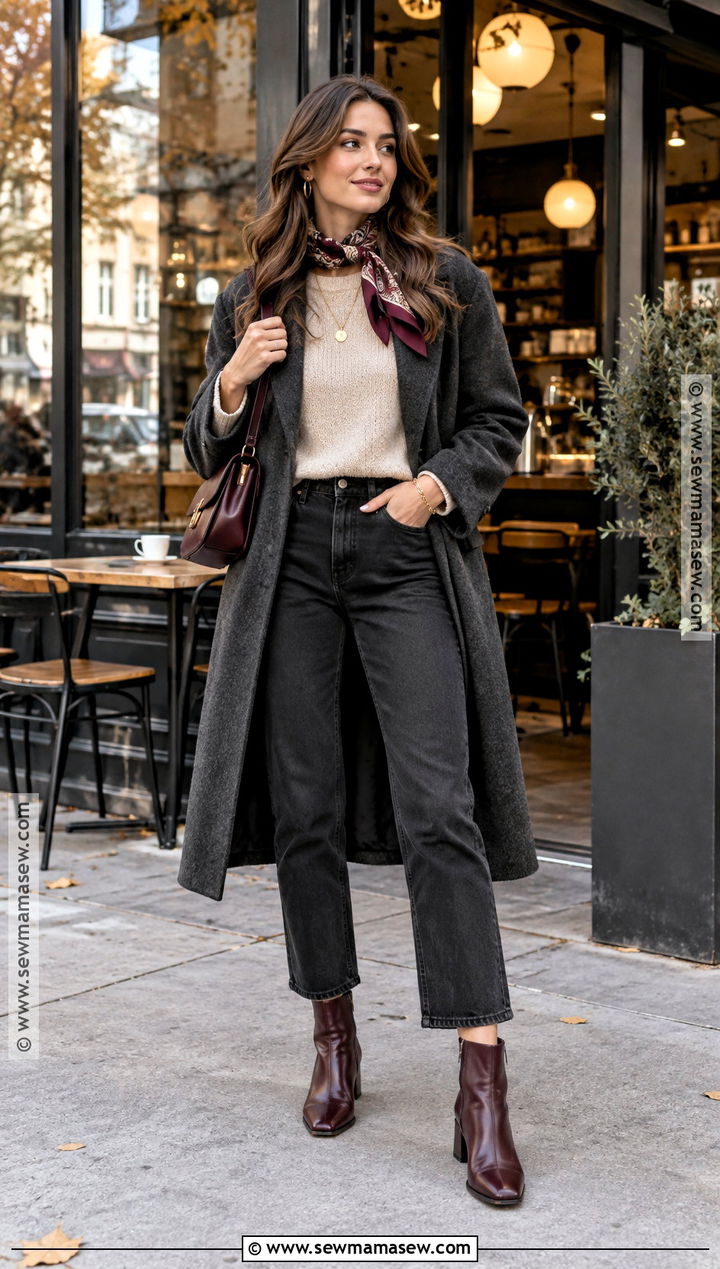 Burgundy Leather Ankle Boots With Black Jeans - 15 Leather Ankle Boots Fall Style
