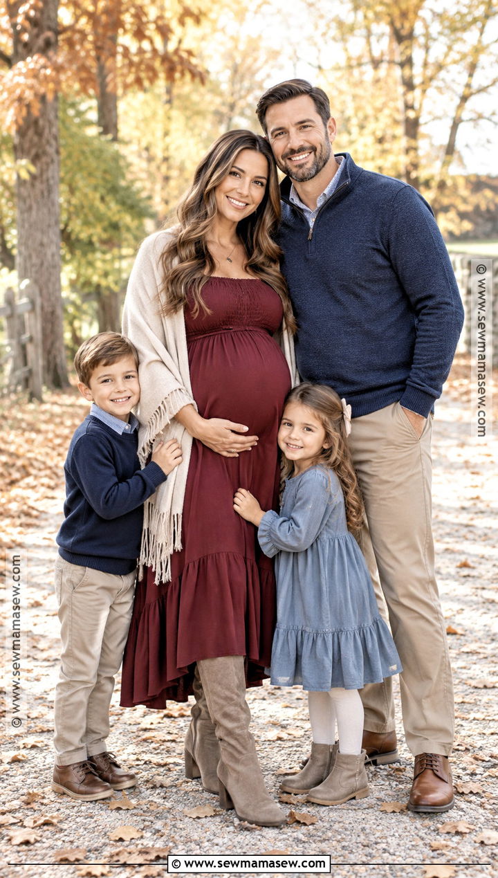 Burgundy Maternity Dress Fall Family Outfit - 15 fall family pictures outfits pregnant