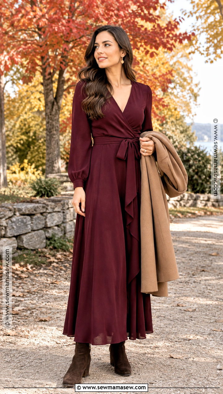 Burgundy Maxi Dress Engagement Outfit - 15 Engagement Outfit Ideas Fall