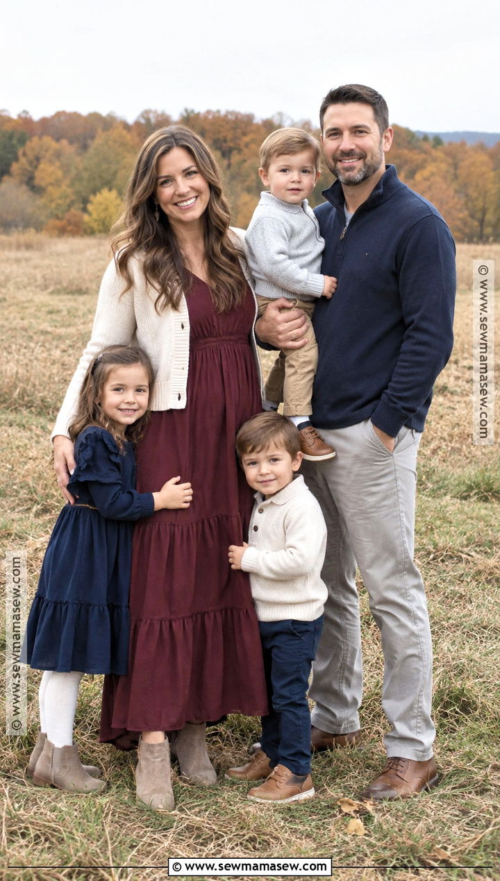 Burgundy Maxi Dress Fall Family Picture Outfit - 15 fall family pictures outfits for moms