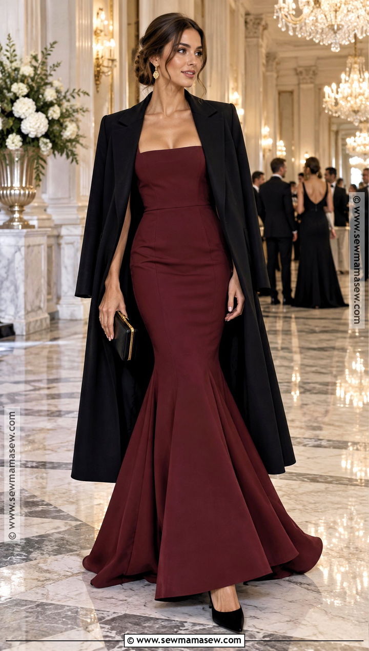 Burgundy Mermaid Formal Gown - 25 fall formal dresses