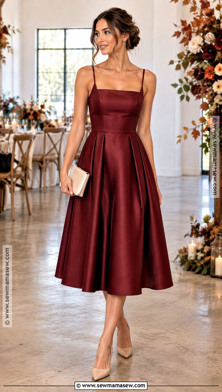 Burgundy Midi Bridesmaid Dress - 20 fall bridesmaid dresses burgundy