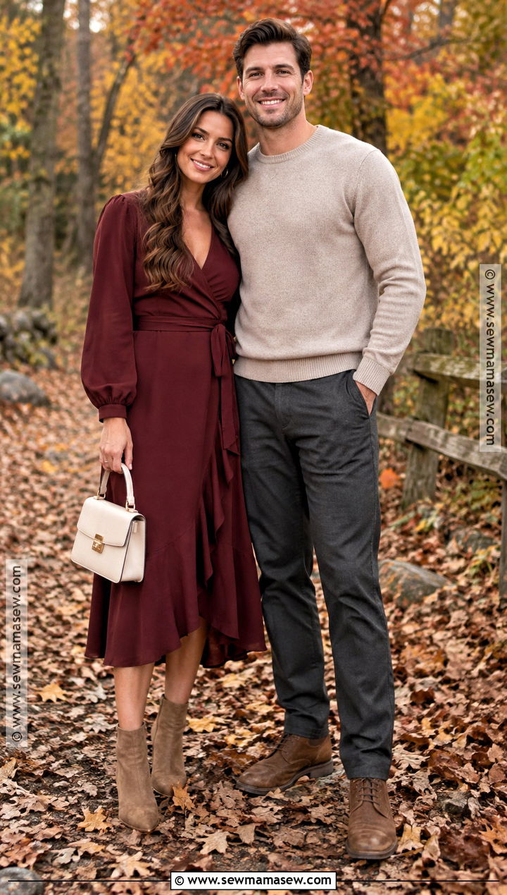 Burgundy Midi Dress Fall Save The Date Outfit - 15 save the date outfit ideas fall