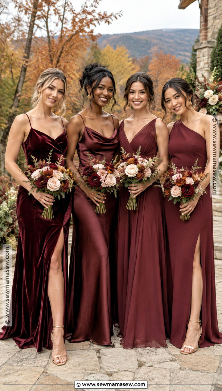 Burgundy Mismatched Bridesmaid Dress Group - 20 burgandy bridesmaids dresses fall