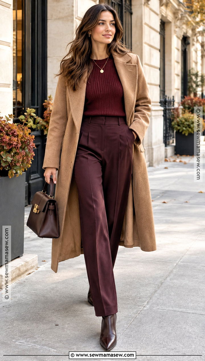 Burgundy Monochrome Autumn Outfit - 15 autumnal style ideas