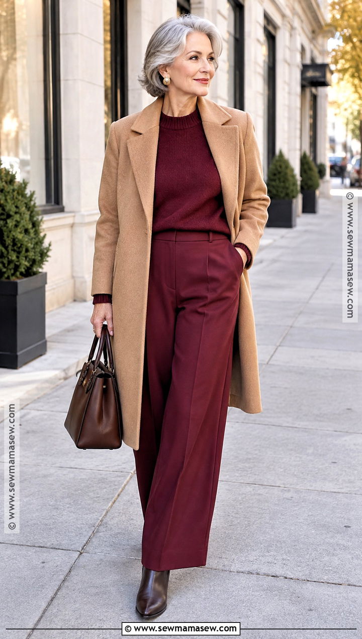 Burgundy Monochrome Fall Outfit - 15 fall 2026 fashion trends for women over 60