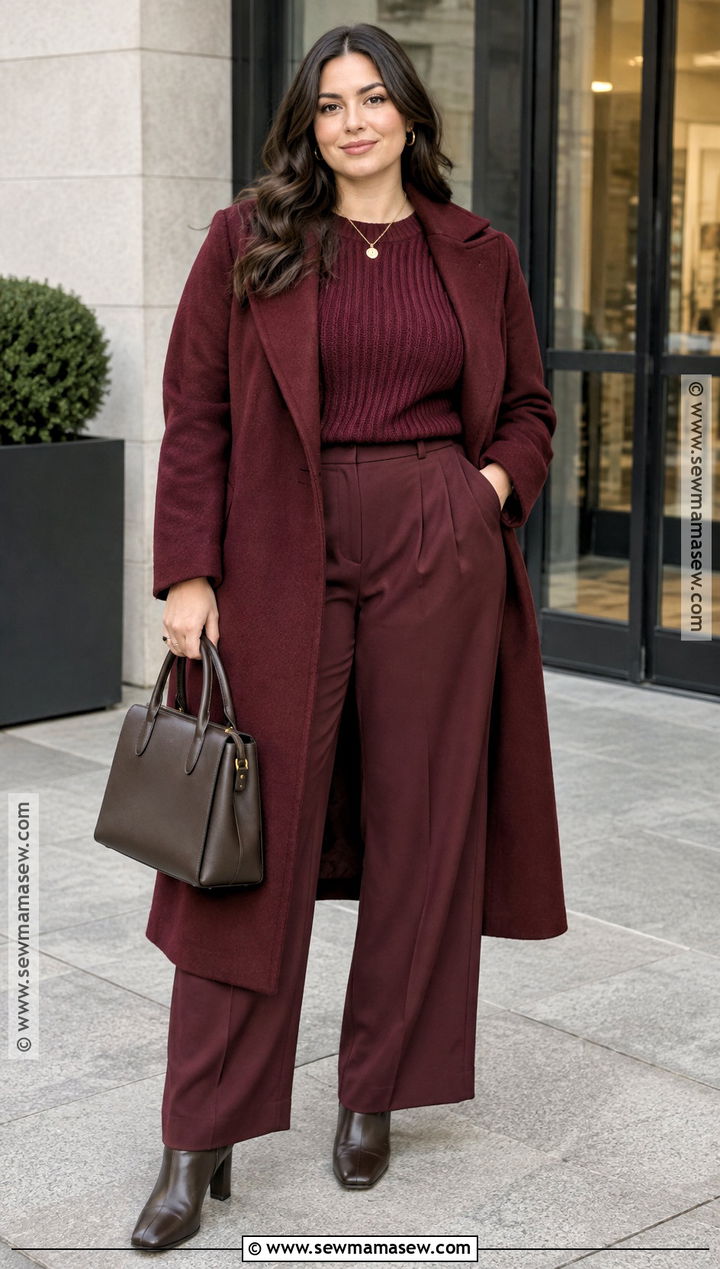 Burgundy Monochrome Outfit - 20 autumn winter 2026 fashion trends
