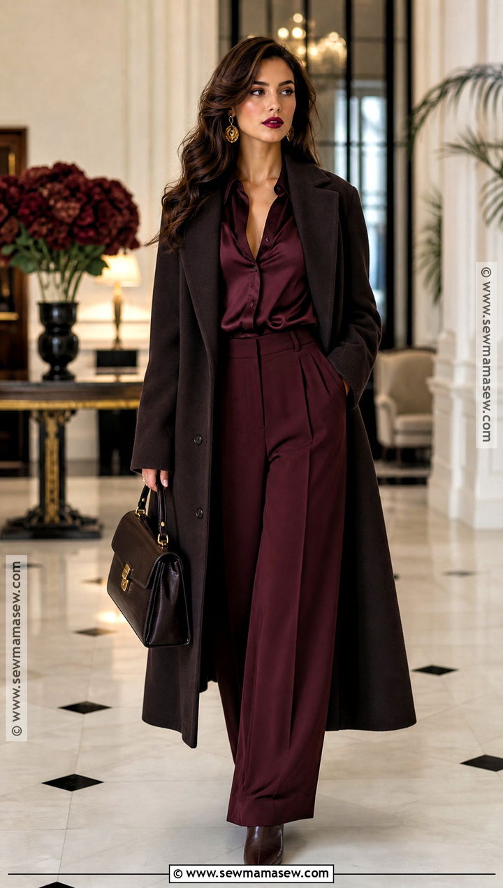 Burgundy Monochrome Witch Outfit - 30 Modern Witch Outfit Aesthetic Ideas