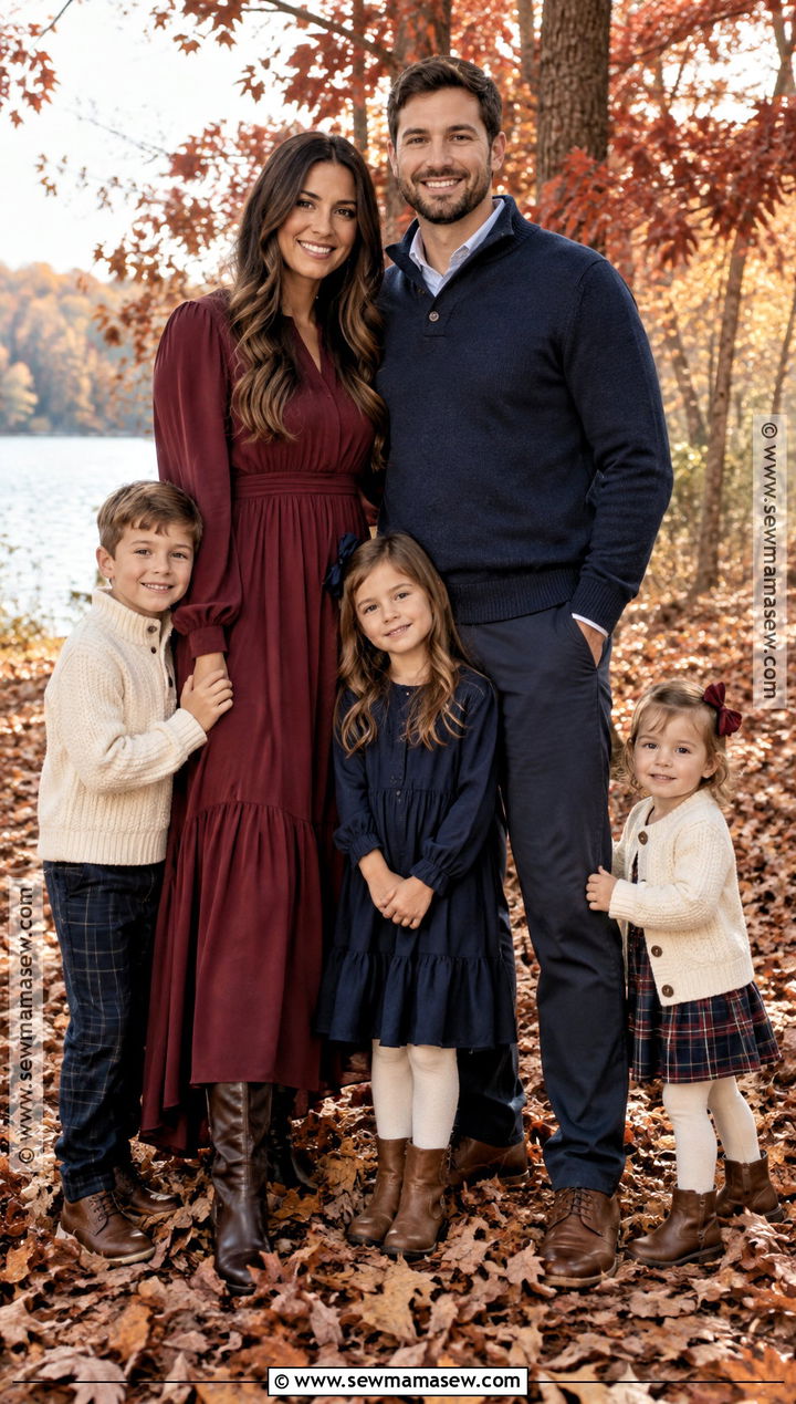 Burgundy Navy And Ivory Family Photo Outfits - 20 Family Photo Outfits Fall Color Schemes