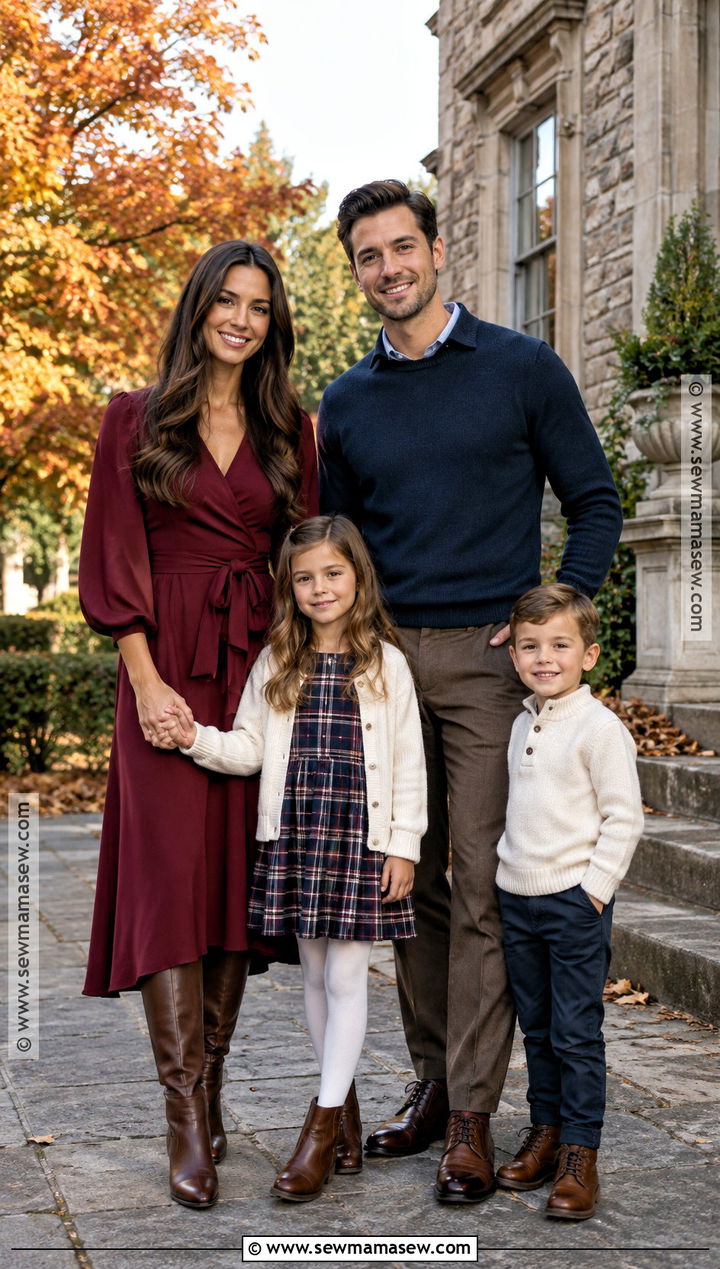 Burgundy Navy and Chocolate Brown Fall Family Photo Outfits - 20 Fall Family Photo Outfits Color Combos