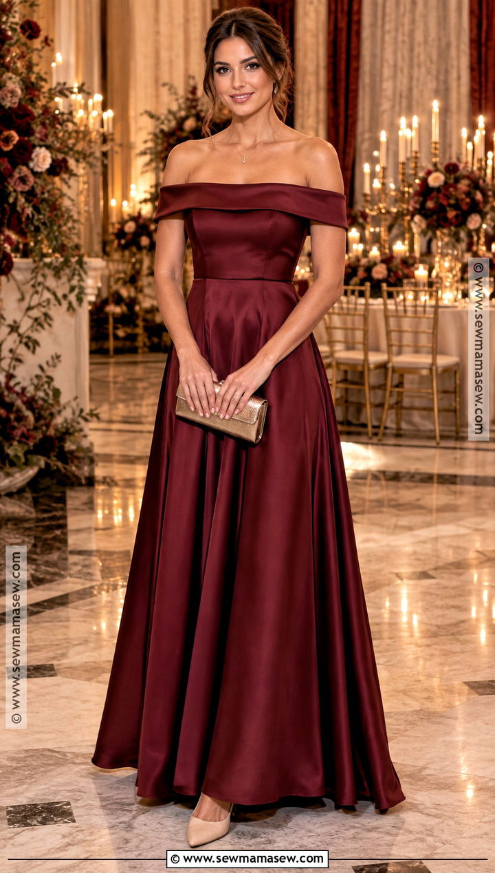 Burgundy Off The Shoulder Bridesmaid Dress - 20 burgandy bridesmaids dresses fall
