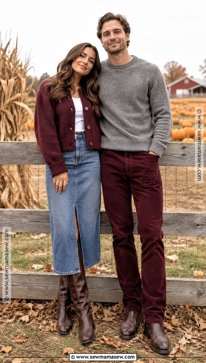 Burgundy Pumpkin Patch Couple Outfit - 25 Pumpkin Patch Couple Outfit Ideas