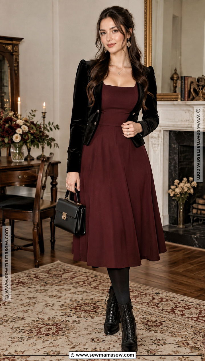 Burgundy Romantic Witch Outfit - 30 witch outfits aesthetic