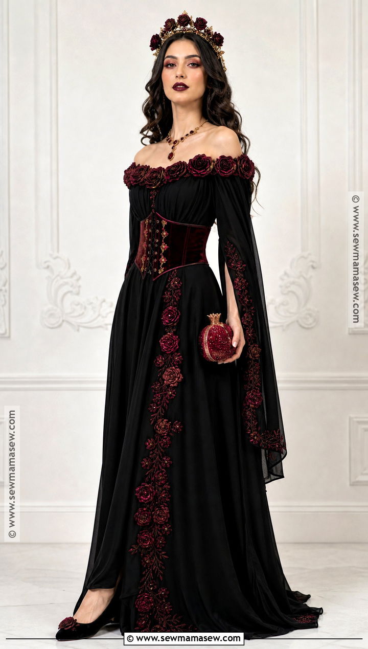 Burgundy Rose Persephone Costume - 40 Persephone Costume Ideas