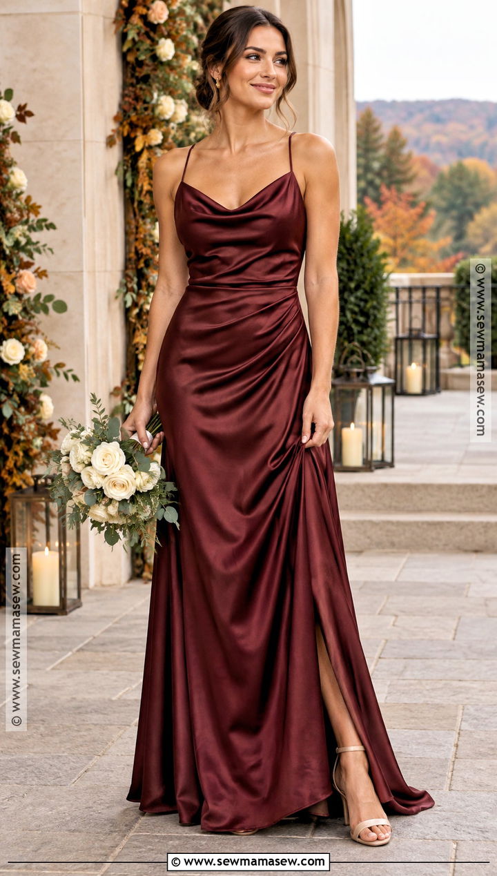 Burgundy Satin Bridesmaid Dress - 15 Bridesmaid Dress Fall Colors Ideas