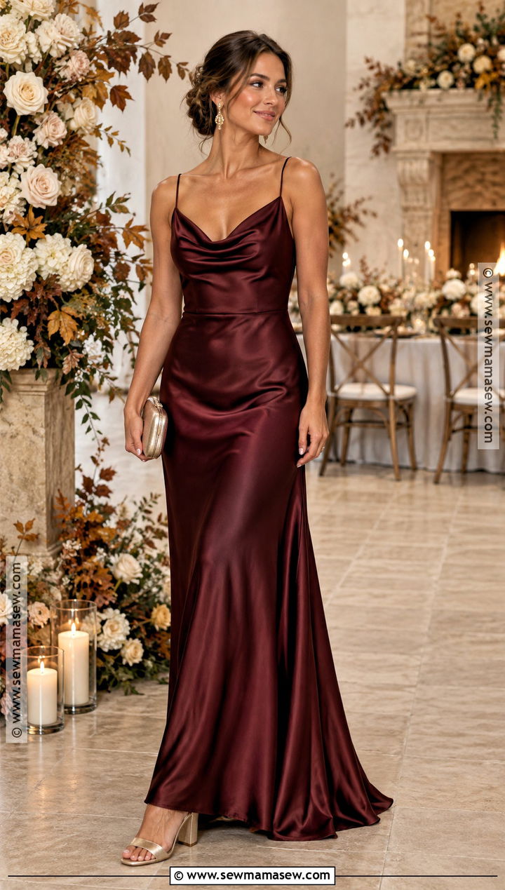 Burgundy Satin Bridesmaid Dress - 15 Fall Shades Bridesmaid Dresses
