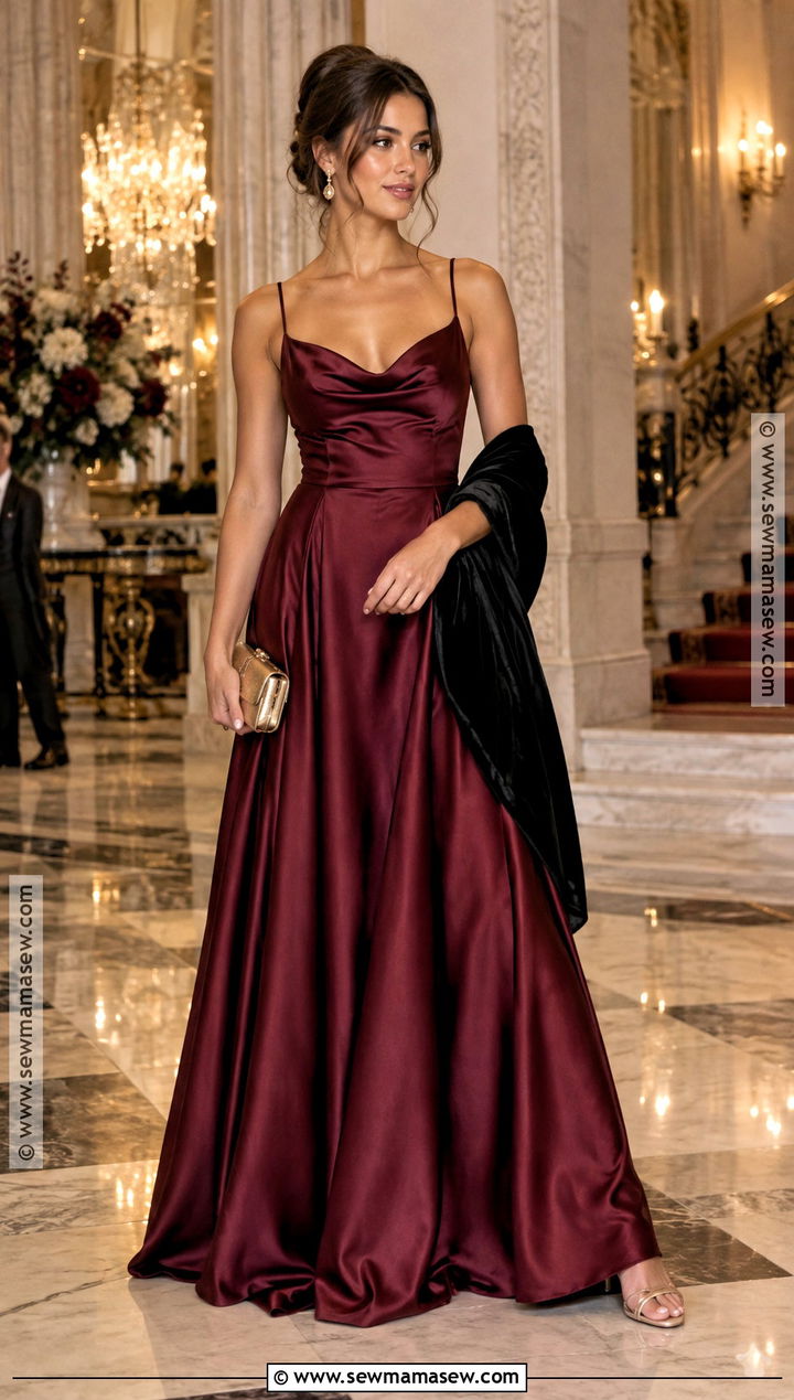 Burgundy Satin Fall Ball Dress - 20 Fall Ball Dresses