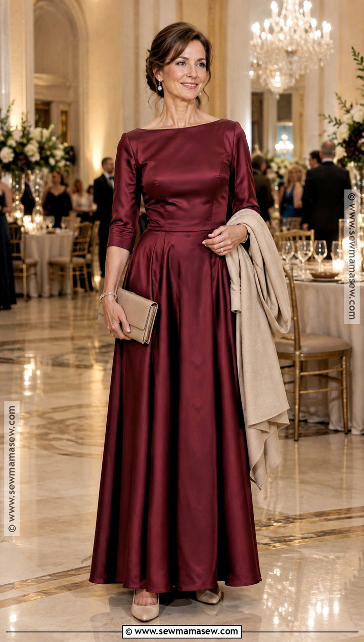 Burgundy Satin Mother Of The Bride Dress - 15 November Mother Of The Bride Dress Ideas