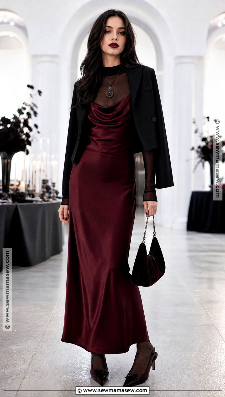 Burgundy Satin Slip Dress Vampire Outfit - 40 modern vampire outfit ideas