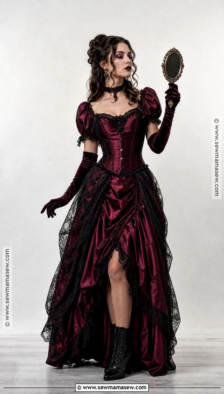 Burgundy Satin Victorian Vampire Costume - 30 vampire dress victorian ideas